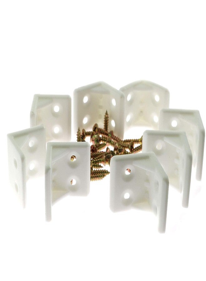 رولينج 8 قطع من دعامات زاوية بلاستيكية على شكل حرف L بأربعة ثقوب، دعامات زاوية قائمة للأثاث، مع براغي تثبيت غاطسة، ملحقات تركيب لدعم الرفوف، 2.8 × 2.8 سم، لون أبيض - Image 1